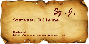 Szarvasy Julianna névjegykártya